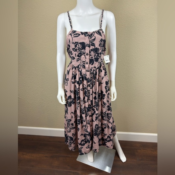 NWT Free People The Perfect Midi Sun Dress $148 Sand Combo XS - Picture 6 of 15